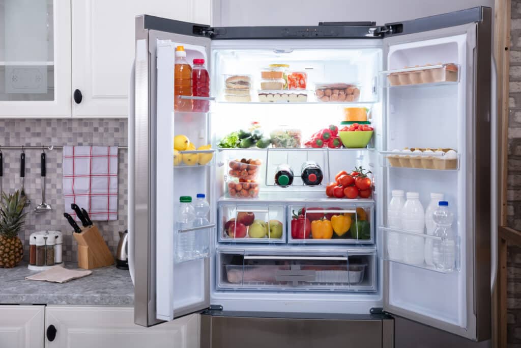 Open Refrigerator Filled
